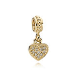 Pavé Hanging Heart, gold dangle with 0.06ct TW h/vs diamonds