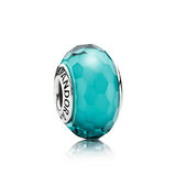 Facetten-Glas petrol, Muranoglas-Muranoglas-Charm
